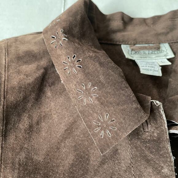 Vintage 1990s Live a Little Suede Shacket Button Down Floral Cutout L EUC - Picture 8 of 13